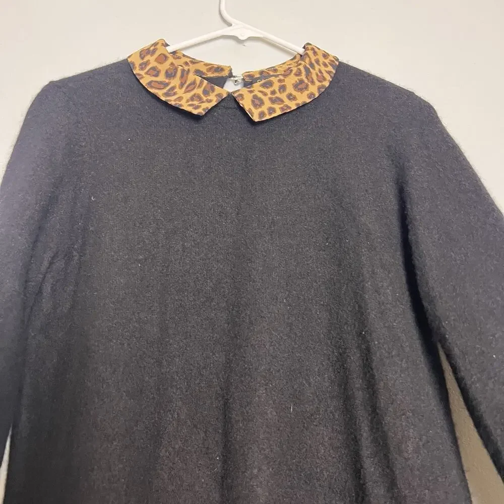 Charter Club Women's 100% Cashmere Leopard Print Trimmed Sweater Sz M Black - Picture 6 of 11